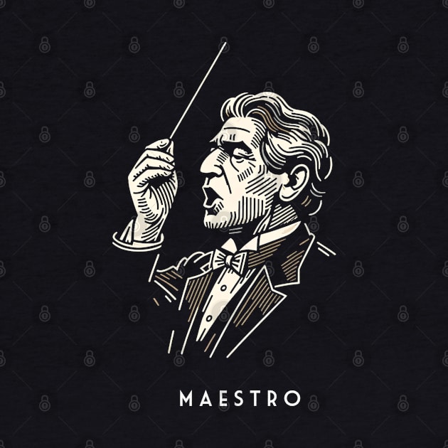 Maestro Movie - Vintage Line Art by Retro Travel Design